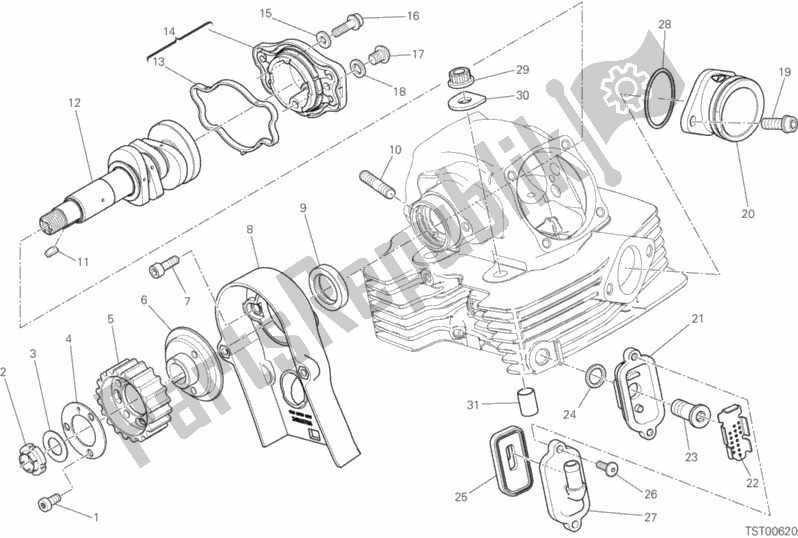 All parts for the Vertical Cylinder Head - Timing of the Ducati Scrambler 1100 USA 2018